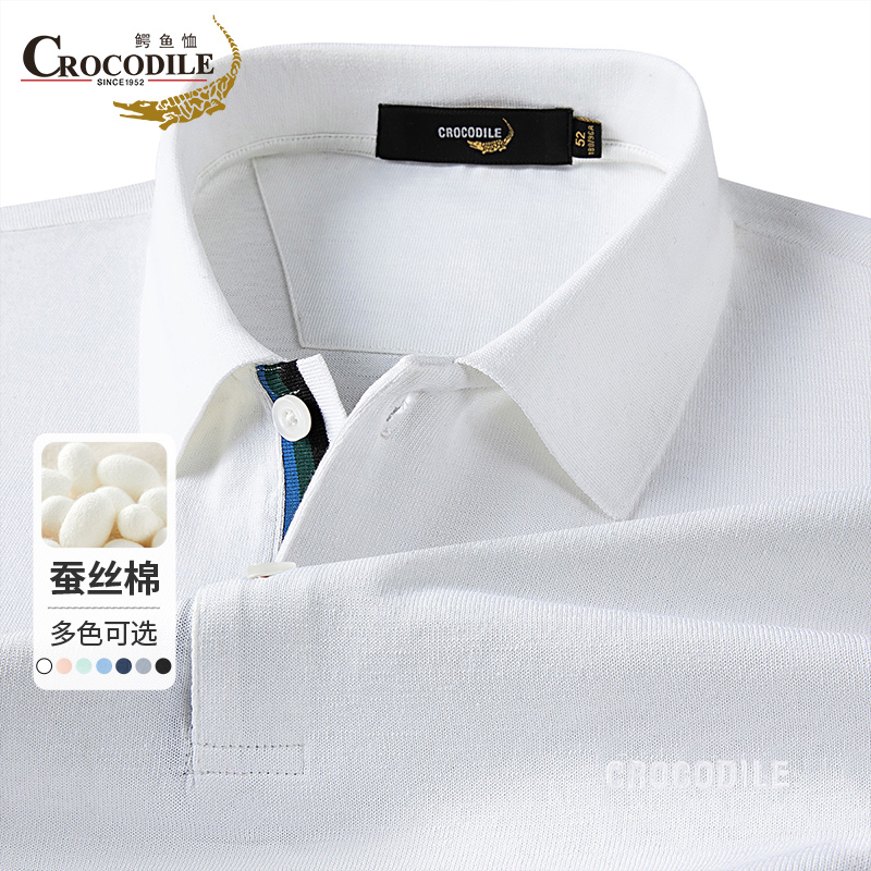 鳄鱼恤CROCODILE 经典商务透气polo衫刺绣休闲短袖衫男高清大图