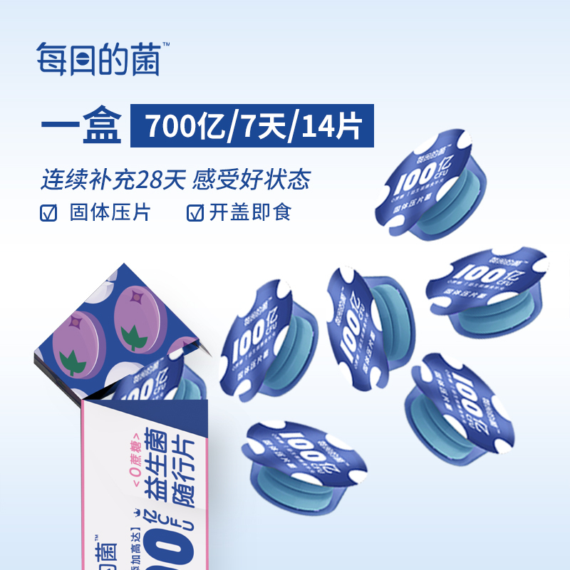 每日的菌小蓝泡益生菌咀嚼片大人肠胃肠道膳食纤维随行片葡萄味