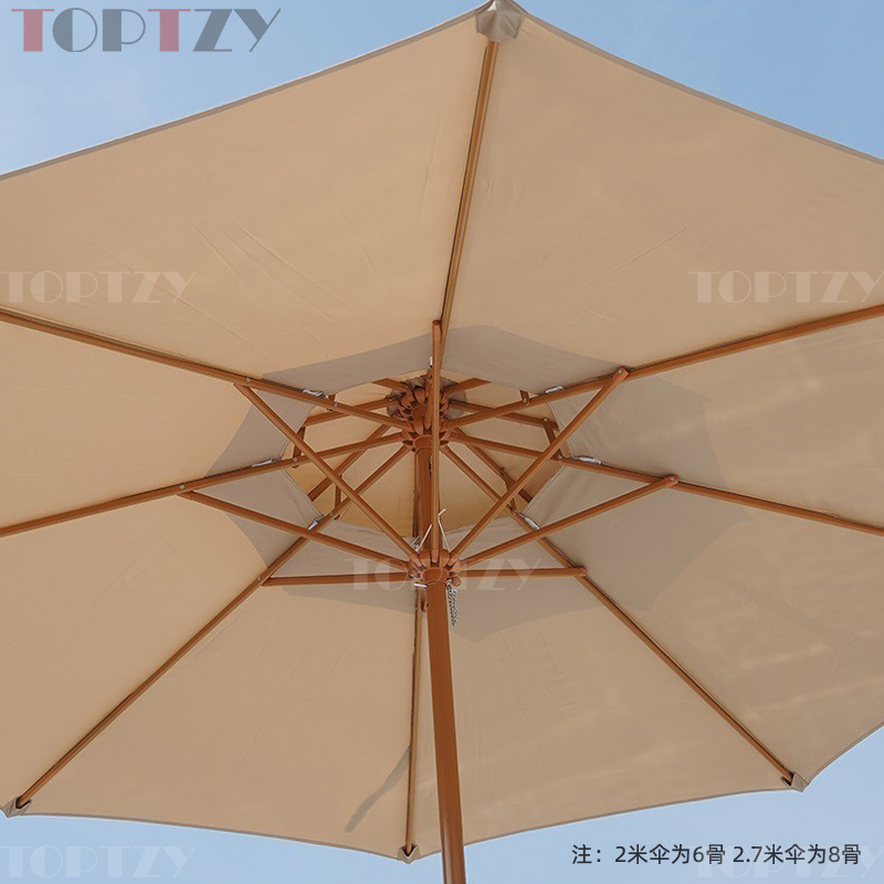 探在途 TZT5072102 户外遮阳伞庭院伞太阳伞露营摆摊伞 2米 卡其色高清大图