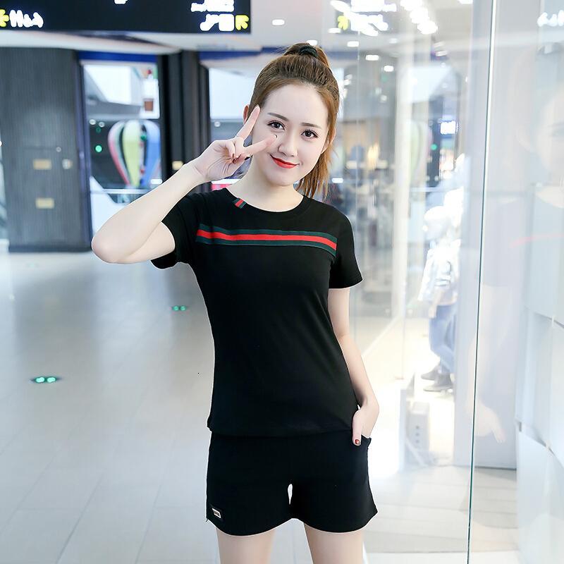 运动套装女2018夏季新款韩版短款跑步服短袖短裤学生休闲两件套潮