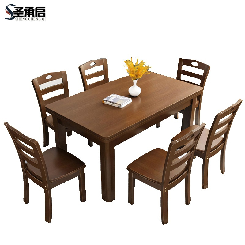 圣承启食堂餐桌二椅1.2m张高清大图