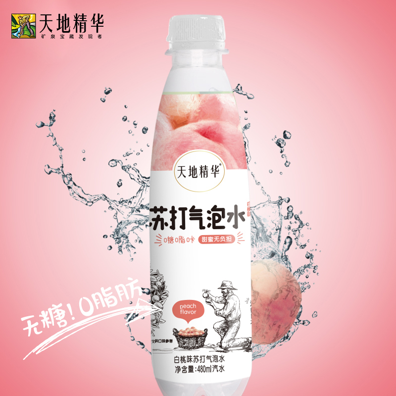 天地精华元气小宝白桃味苏打气泡水480ml*6瓶