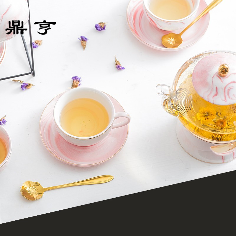 鼎亨北欧花茶杯套装煮水果茶的玻璃壶家用透明耐热蜡烛茶壶下午茶