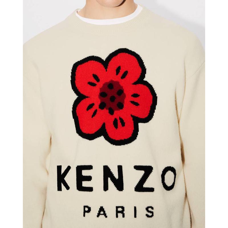 高田贤三(Kenzo)高质感羊毛套衫男秋冬款休闲百搭嵌花针织花卉图