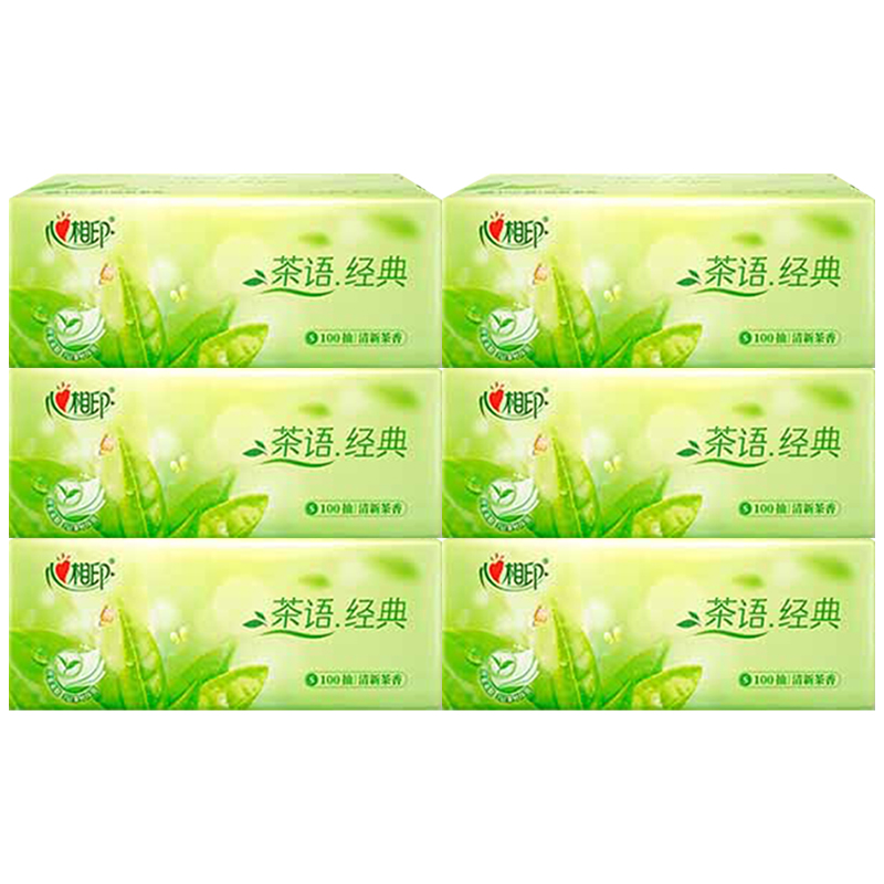 心相印抽纸茶语经典淡茶香3层100抽*6包DT5100(包装随机)