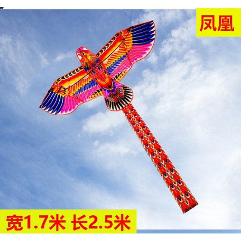 广州店专业长尾凤凰风筝大型高档 成人儿童三角风筝微风易飞创意 三维工匠 专业亮布1.7米凤凰(不含放飞工具