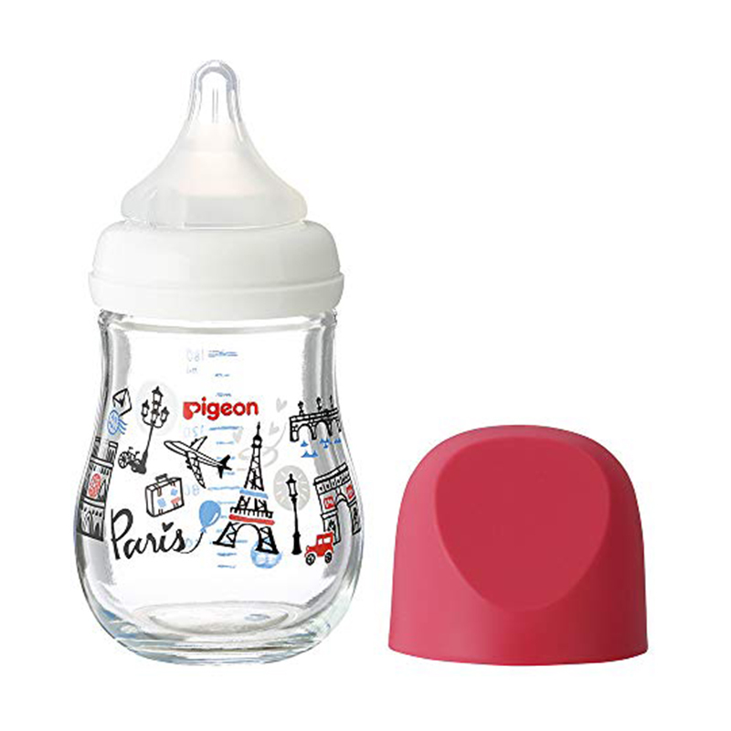 贝亲婴儿臻宝玻璃奶瓶160ml 红盖巴黎图案