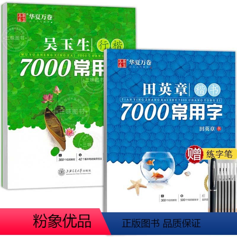 [全2册]汉字7000字 楷书+行楷(赠练字笔) [正版]田英章楷书字帖练字成年男女生正楷7000常用字大人基础训练初学