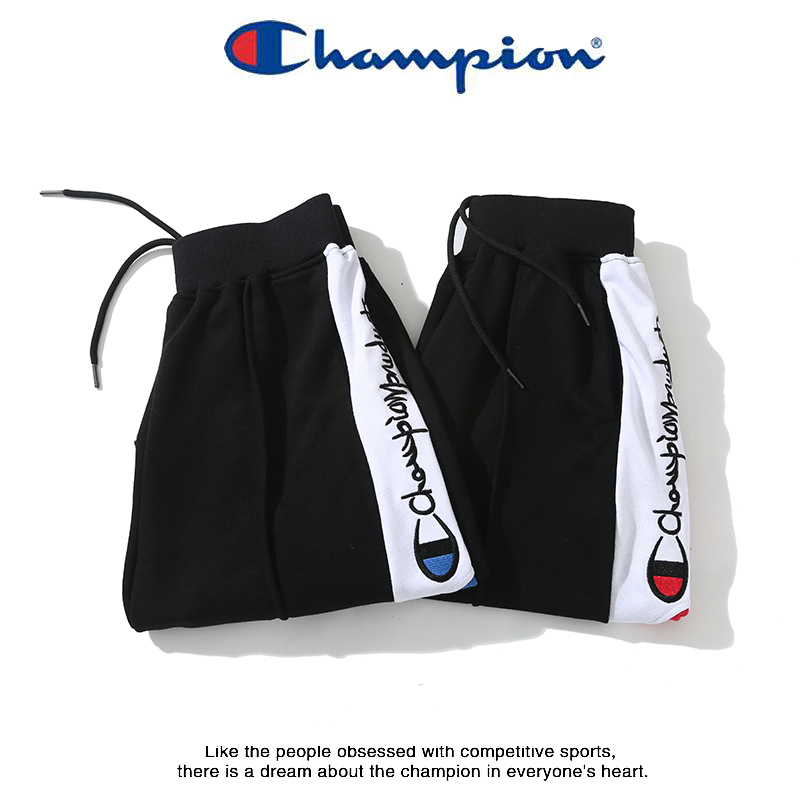 Champion冠军潮牌抽绳运动撞色拼接 刺绣英文短裤