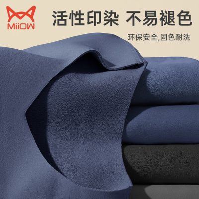 猫人无痕摇粒绒保暖内衣男士加厚加绒暖绒发热秋衣秋裤套装冬季防寒 黑色 L