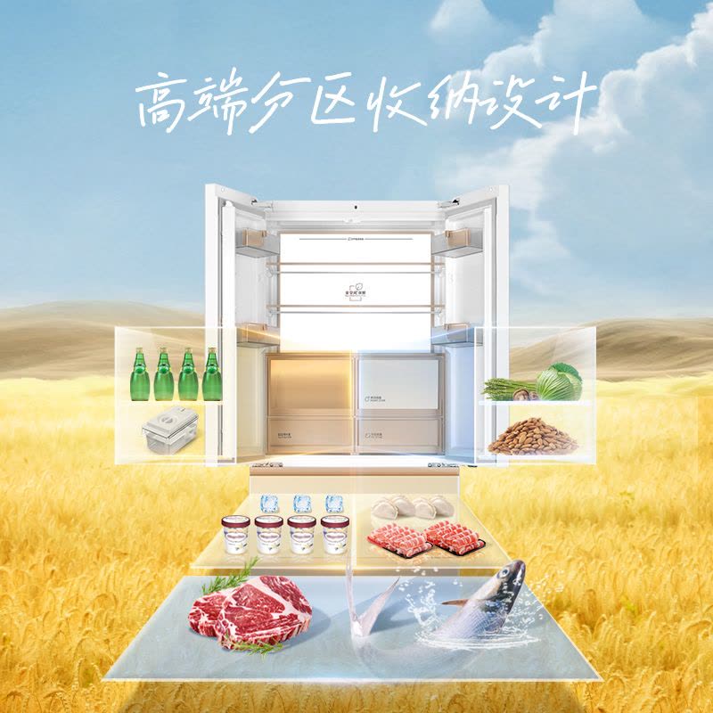 海尔(Haier)风吹麦浪系列512L法式冰箱全空间保鲜超薄零距离嵌入全自动制冰机BCD-512WGHFDBGVSU1图片