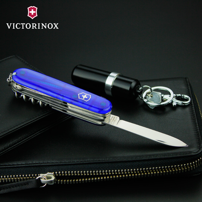 Victorinox维氏瑞士军刀 原装进口91MM 蓝透明猎人 1.3713.T2 不锈钢多功能刀瑞士刀专柜正版