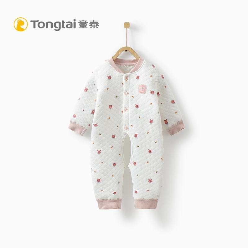 童泰纯棉新生儿衣服0-1岁婴儿加厚开裆连体衣男女宝宝保暖爬爬服