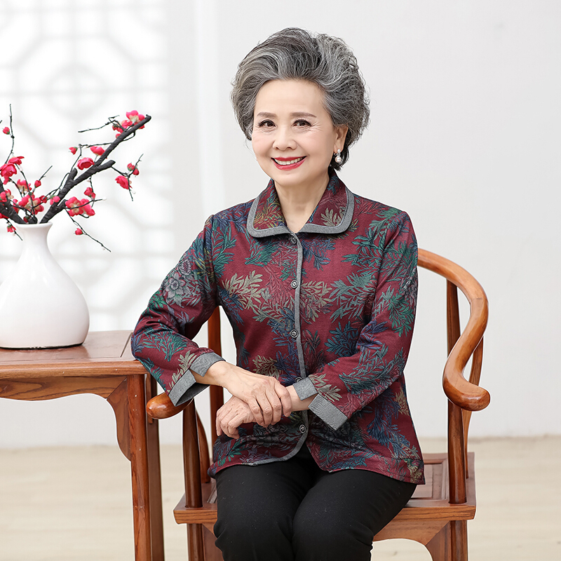 中老年人秋装女装外套6070岁老人衣服奶奶装衬衣服饰薄款春秋款