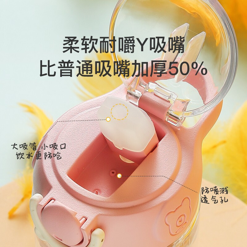 杯具熊儿童水杯幼儿园宝宝防漏吸管杯儿童防摔鸭嘴杯学饮杯 BEDDYBEAR手提高清大图