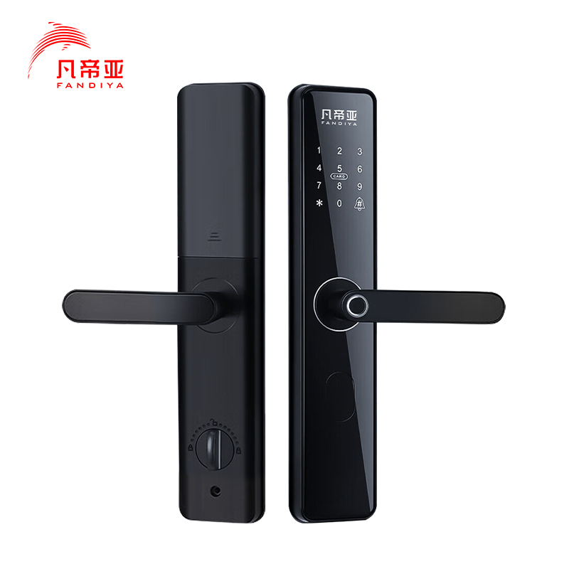 凡帝亚智能门锁 FDY-F06(指纹、密码、刷卡、钥匙)铝合金、显示屏和门铃