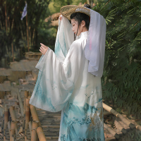 【直播特卖】小鱼儿魏晋风交领三件套男女同款白菜汉服整套全套娅洛尔