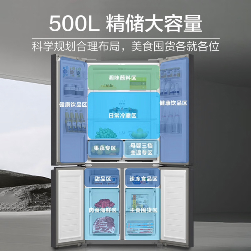 海尔(Haier)500升十字对开双开门冰箱一级能效变频节能无霜超大容量超薄嵌入式BCD-500WLHTD78SMU1