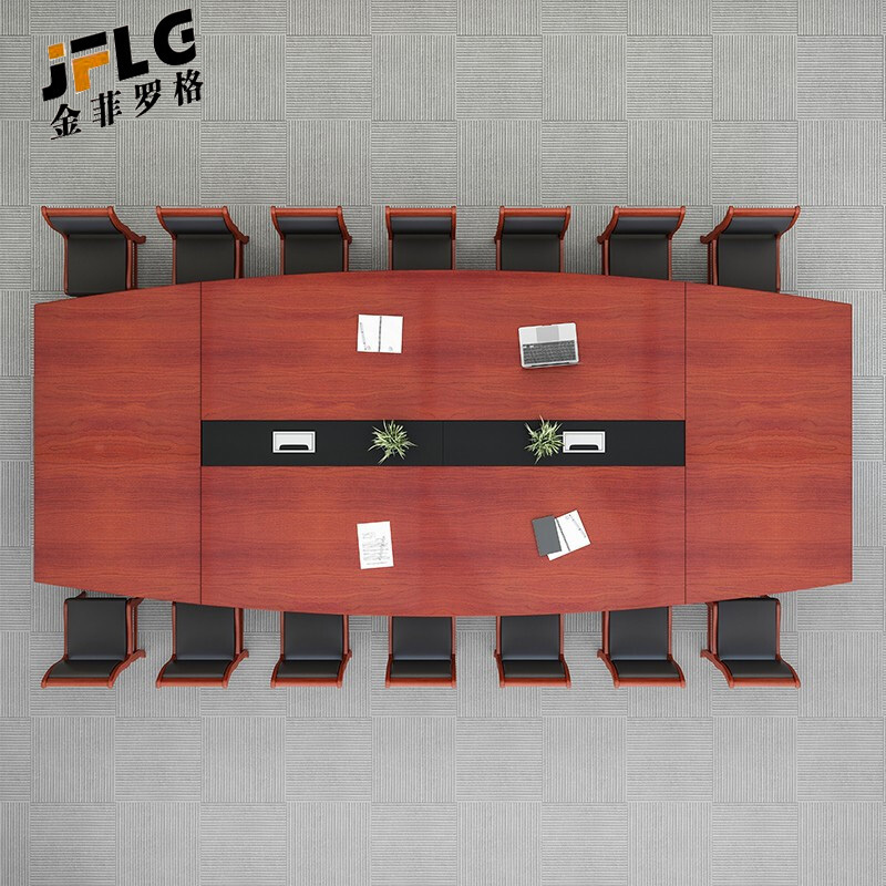 苏宁 金菲罗格 办公家具实木油漆贴皮职员会议桌高清大图
