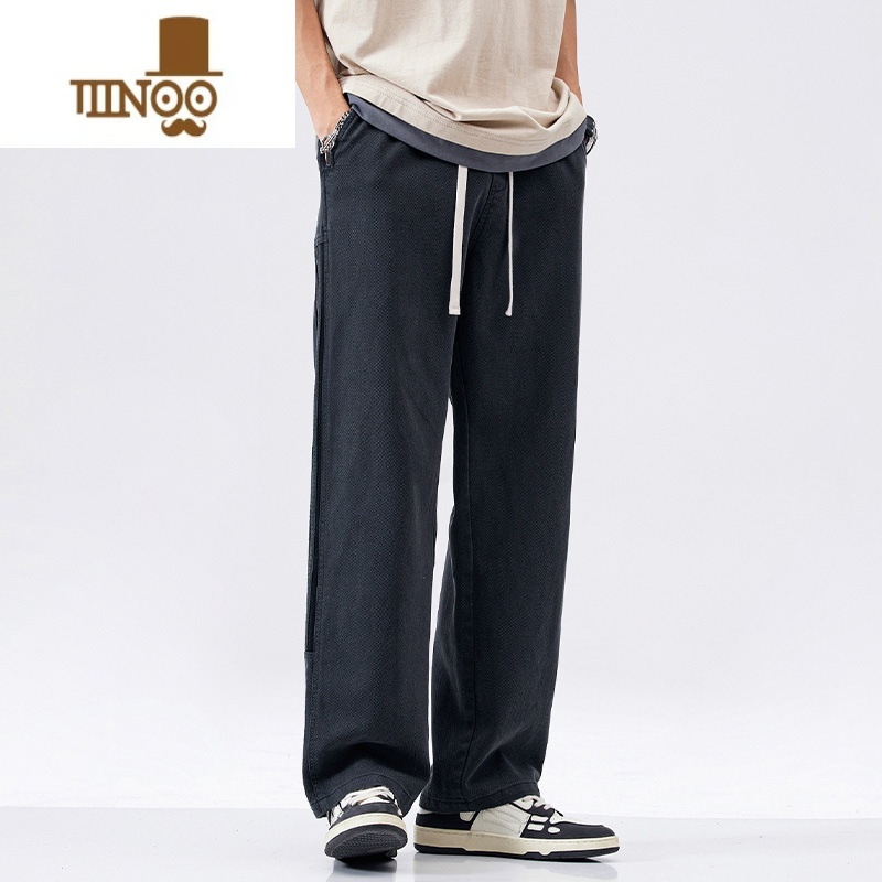 YANXU美式潮牌宽松阔腿长裤男士秋季新款潮流休闲裤子百搭垂感直筒裤式高清大图