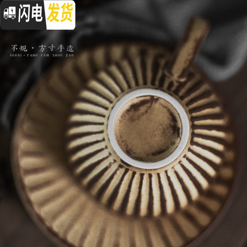 三维工匠复古咖啡杯碟套装手工日式拉花杯欧式小粗陶瓷手冲咖啡杯送勺 奇趣的画家x[复古蓝]收藏店铺送勺咖啡器具