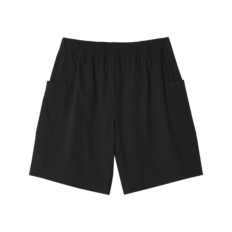 Skechers 纯色休闲梭织运动短裤 男款 黑色 L223M041-0018