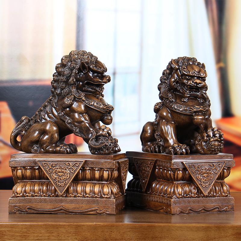 美帮汇狮子摆件一对家居工艺礼品狮办公室口北京狮故狮高清大图