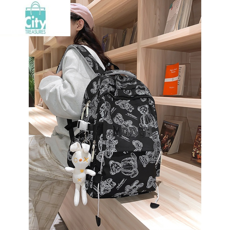 bangdou书包女生初中生2023新款高颜值韩版简约背包高中生大容量双肩