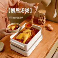 韩国大宇多功能料理锅烤肉机火锅电烤锅烧烤炉家用蒸煮网红一体锅 白(标配+丸子盘)