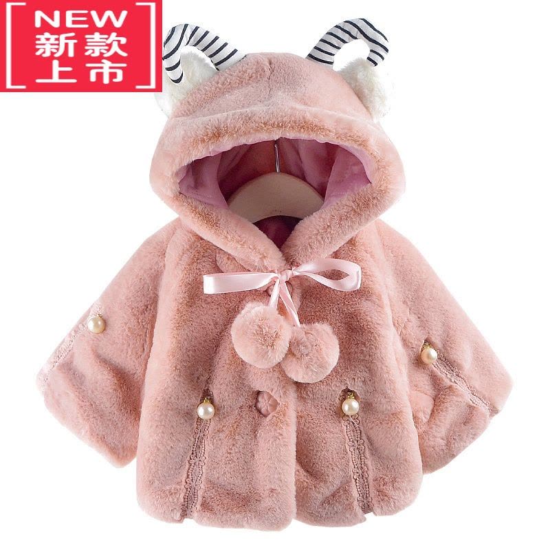 可莉允女童仿皮草外套婴儿棉衣加厚0-1-2-3岁宝宝秋冬装新生儿毛绒衣服棉服图片