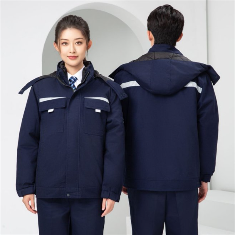 京嘉(JINGJIA)D522短款羽绒服 藏蓝深灰色 可定制LOGO 短款羽绒服劳保工作服劳保服男女同款高清大图