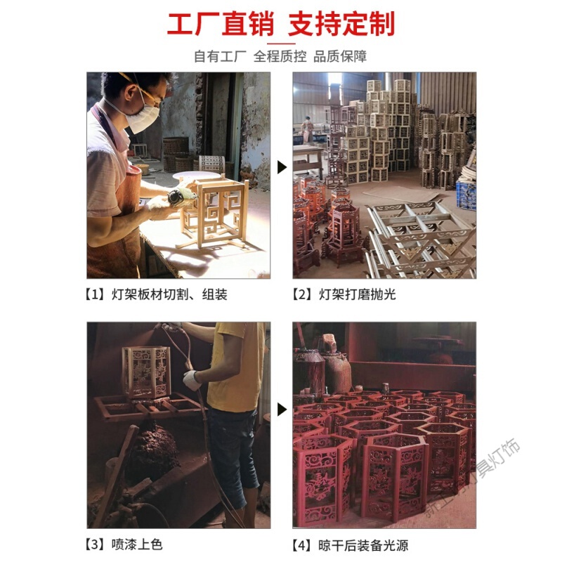 苏宁放心购 中式小吊灯中国风餐厅茶楼火锅店饭店走廊口仿古典木艺灯笼灯具高清大图