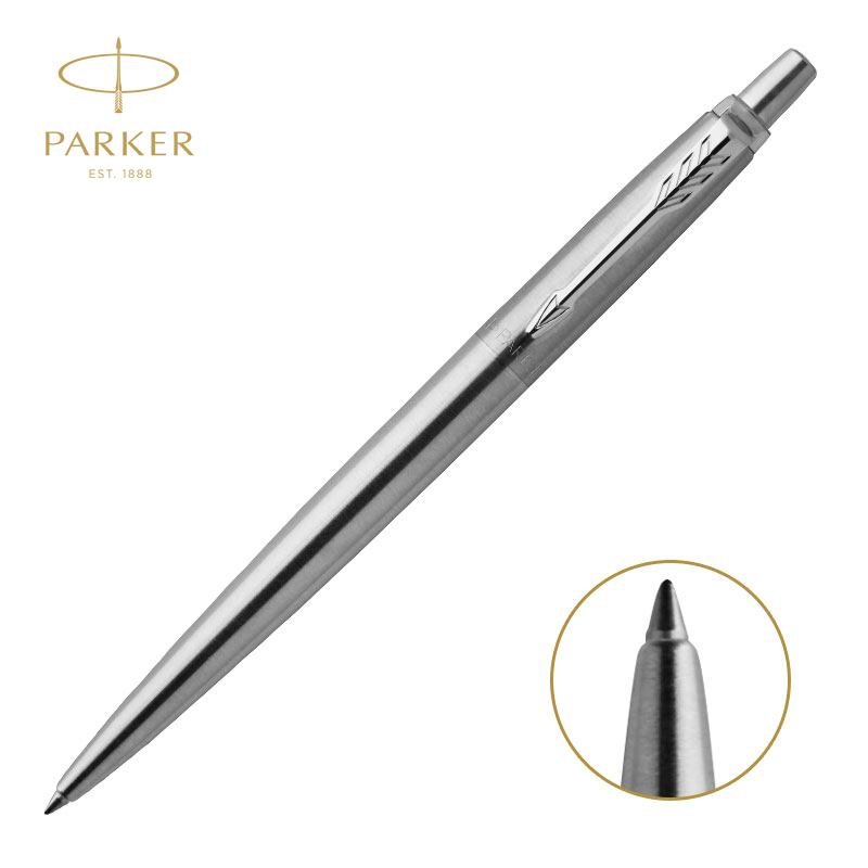 派克PARKER 签字笔 Jotter乔特钢杆白夹凝胶水笔 中性笔 学生办公通用日常书写按动式原子笔0.55mm黑色笔芯
