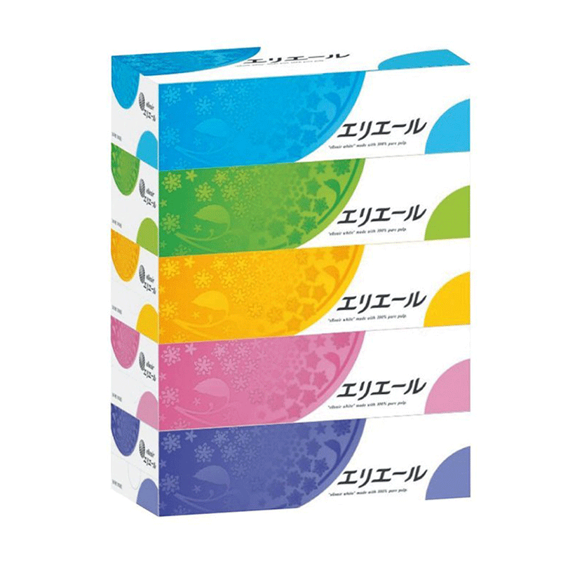 [5盒装]大王(GOO.N) 日本原装 超柔软抽纸 中规格(中幅)二层卫生纸 180抽/盒