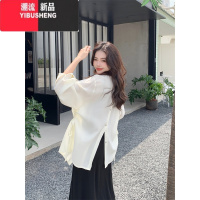 YIBUSHENG直筒背心连衣裙女2024新款季大码胖mm设计感小众宽松衬衫两件m 3XL建议160-180斤 米杏衬衫