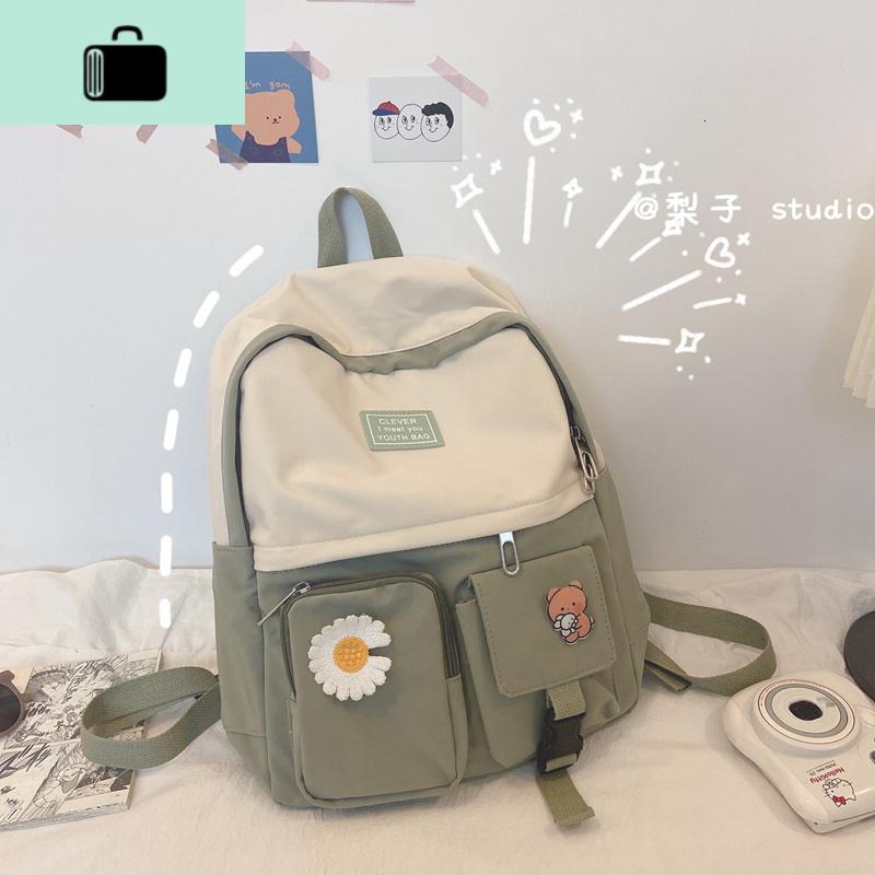 ins书包女韩版高中原宿ulzzang初中生中学生森系小清新花朵双肩包NEWLAKE_488高清大图