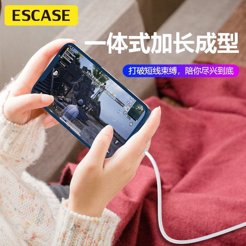 ESCASE 苹果数据线 iphone手机充电线 适用于苹果11promax/12mini车载充电器线2米 ES-C06