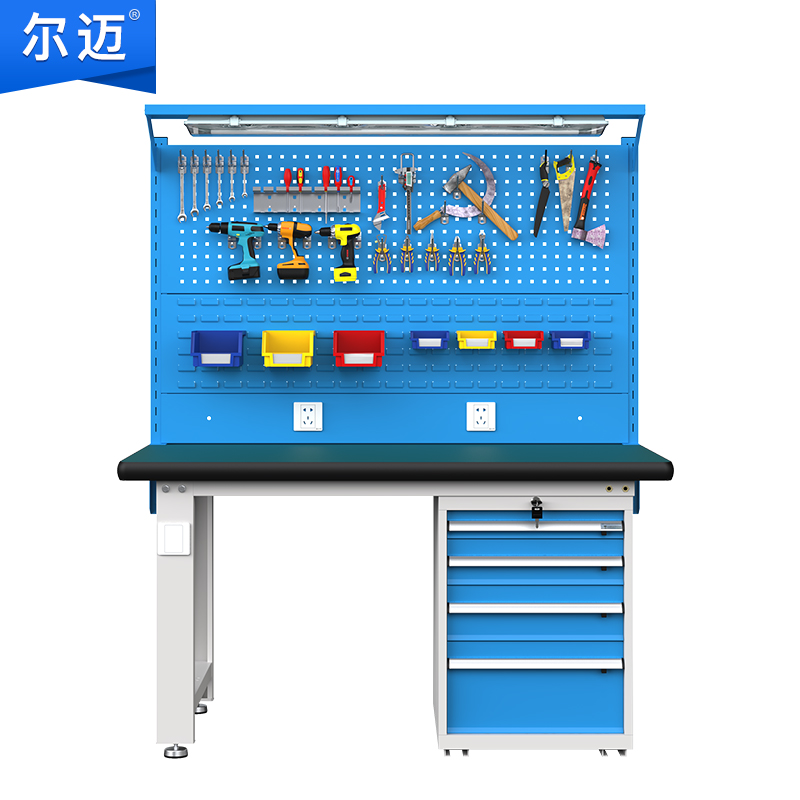 尔迈 重型钳工工作台防静电操作台工厂车间多功能维修工具台 1.5米 G款