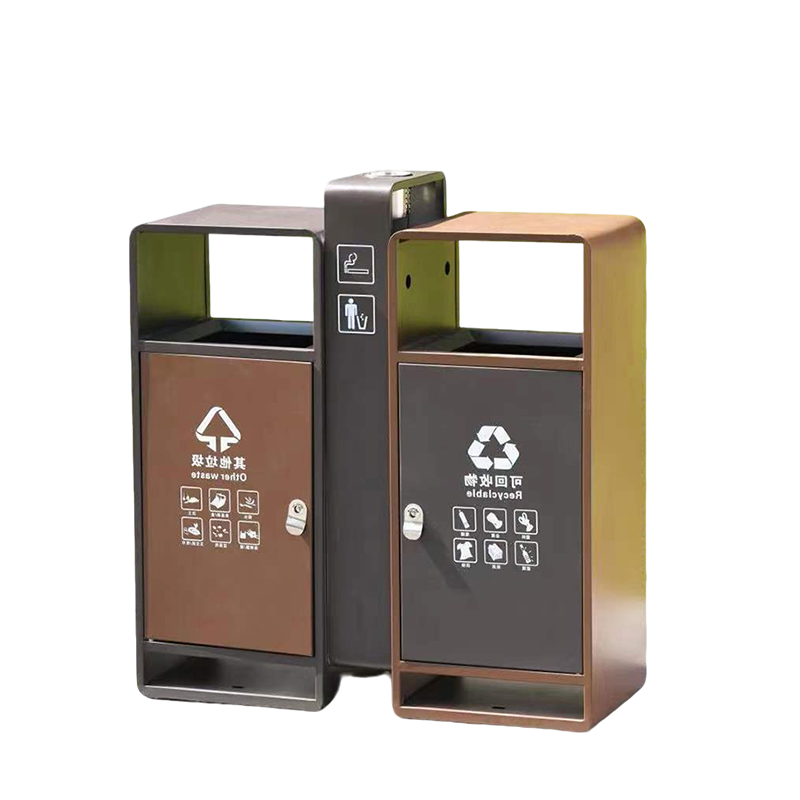 喜力健 户外垃圾箱 镀锌咖色 组高清大图