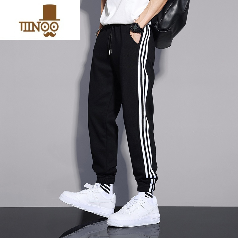 YANXU三条杠运动卫裤男夏季薄款百搭潮牌宽松束脚裤篮球休闲长裤子