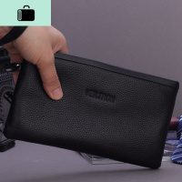 手包男手拿包手抓包夹包信封包真皮头层牛皮软皮商务休闲小手机包NEWLAKE 黑色光面