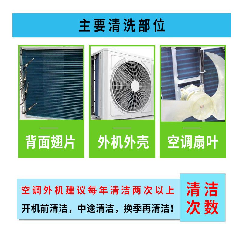 洗空调室外机清洗剂去油污空调清洗剂家用挂机主机涤尘翅片清洁剂|2瓶外机[送手套+口罩+清洁巾]