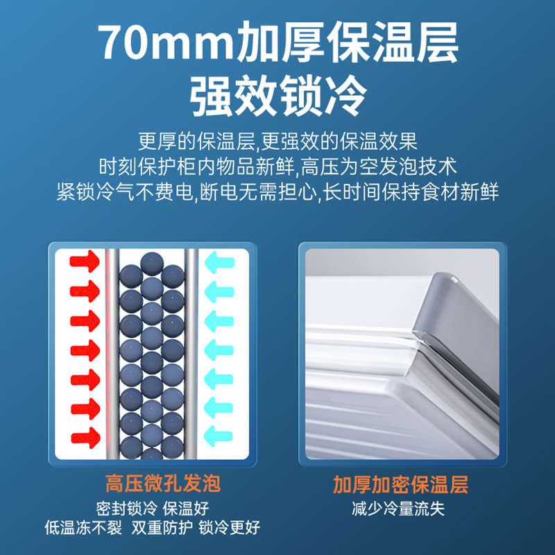 澳柯玛顶开门商用大容量625升卧式冷柜BC/BD-625AYYS -38度低温合金内胆冰柜高清大图