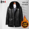 BaLuoShang中老年皮衣男加绒加厚皮夹克爸爸冬装外套加肥加大翻毛领保暖棉衣棉衣
