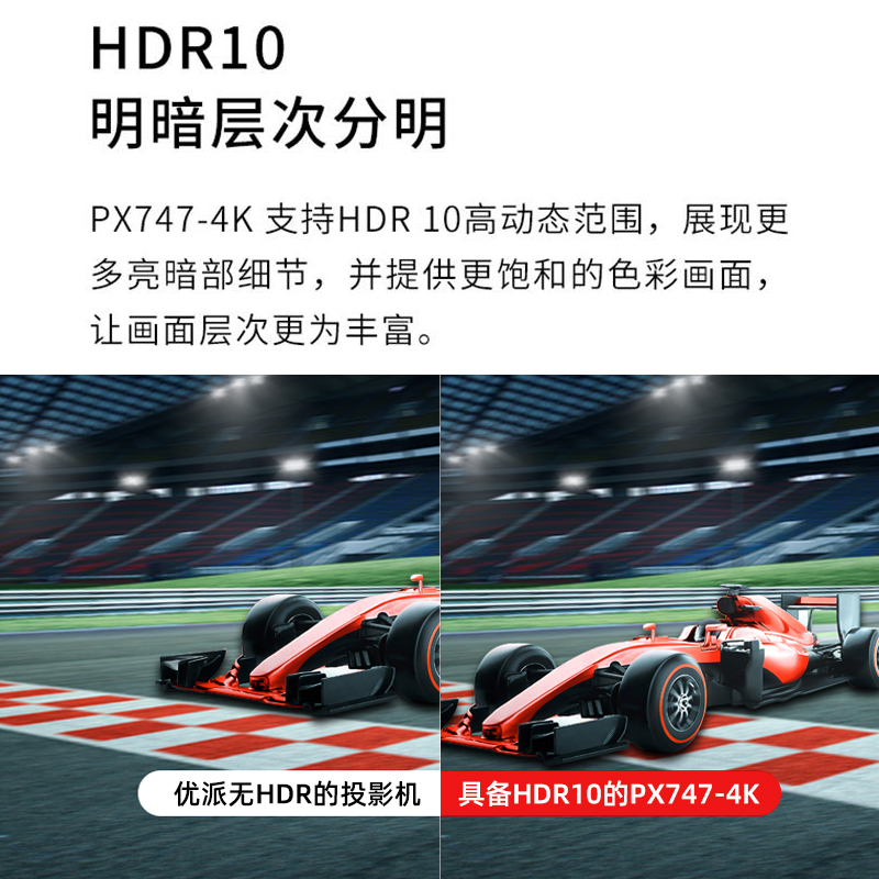 优派 PX747 投影仪家用 投影机 投影电视 办公(4K超高清 3500流明 HDR10 多种色彩模式 家庭影院)