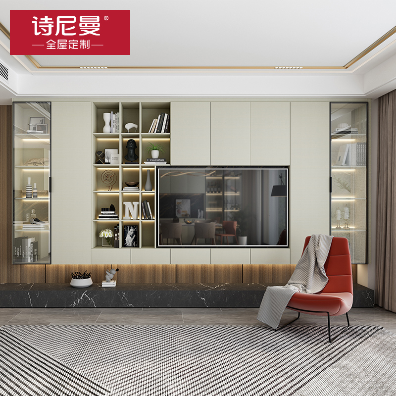 诗尼曼全屋定制整体家具走入式定制衣柜轻奢衣帽间厨房橱柜电视柜