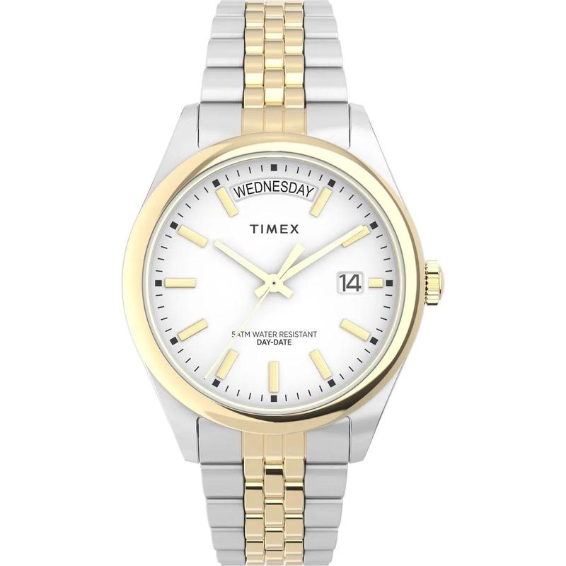 Timex/天美时经典石英表复古银色商务简约防水情侣款手表