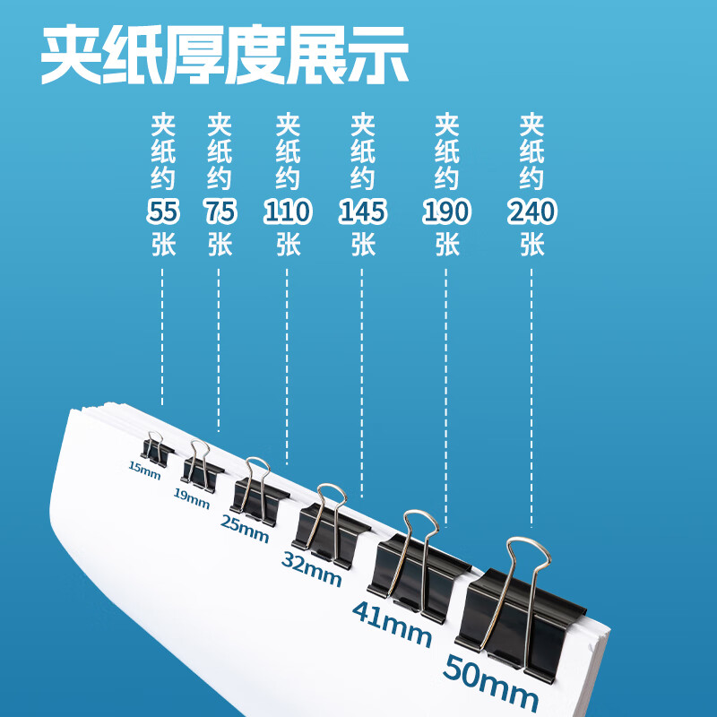 晨光(M&G)长尾夹Eplus19mm(筒装)黑色ABS92736 5#高清大图