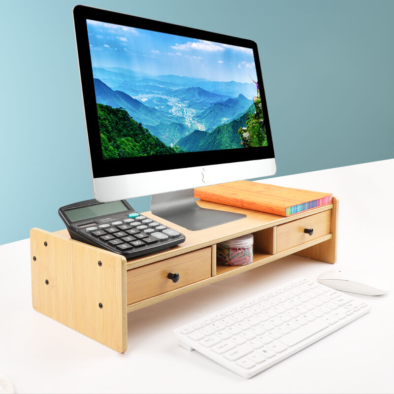 倍方(BEFON) 37703 倍方双抽屉电脑增高架竹木色色37703 个 电脑支架