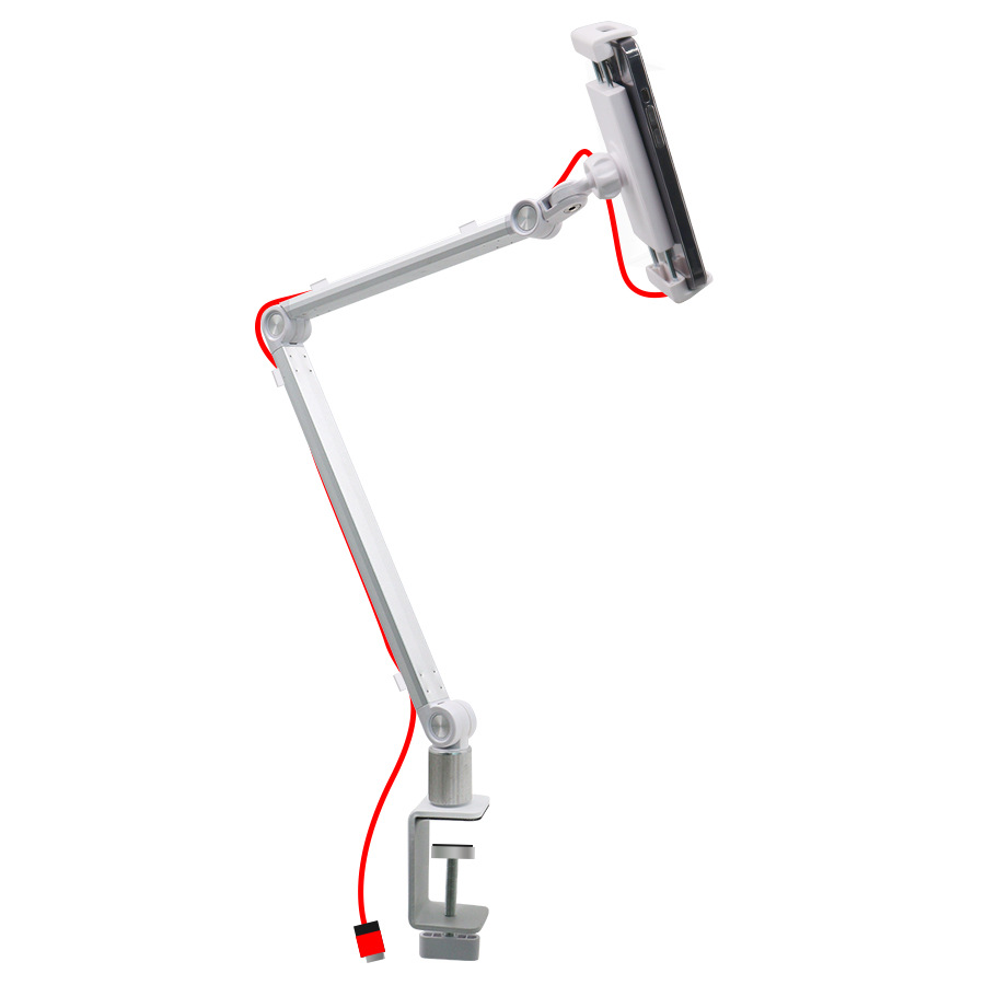 ZJLQ便携显示器显示屏支架拍摄直播手机桌面平板支架游戏专用-白色 桌面夹式双臂【走线款】